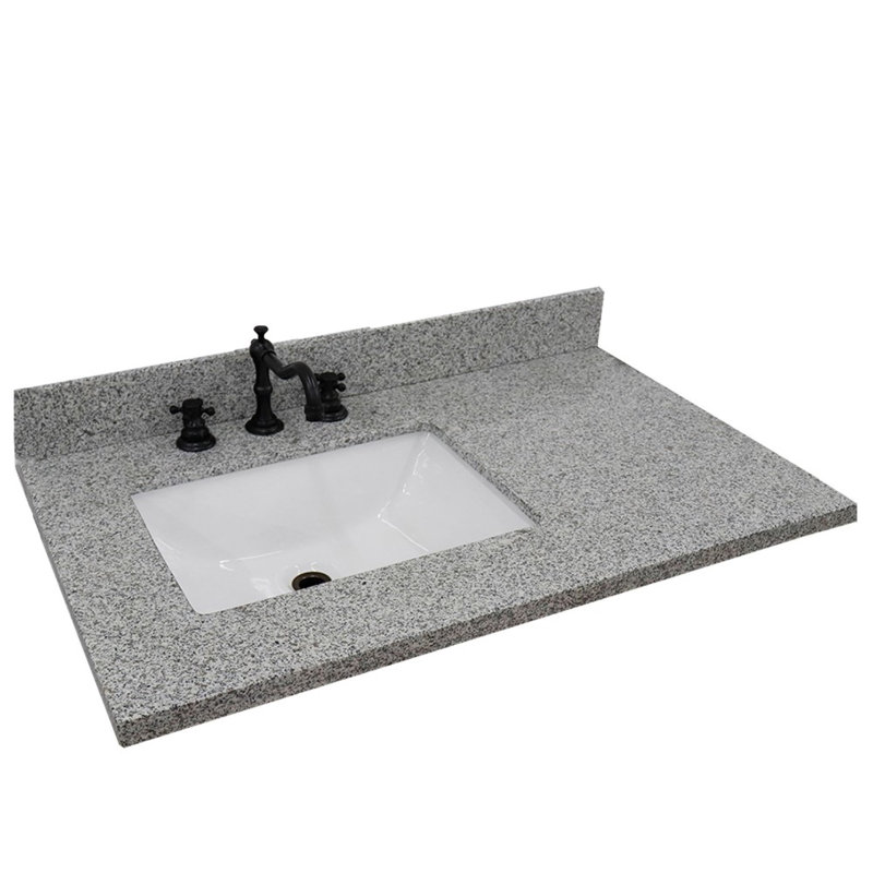 Plateau de meuble-lavabo simple 37 po avec lavabo, Gauche, Granite