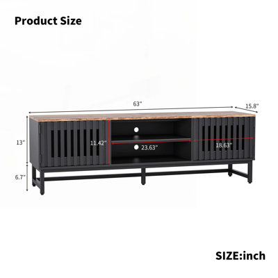 Wood Console Table with 3 Shelves,Metal Leg