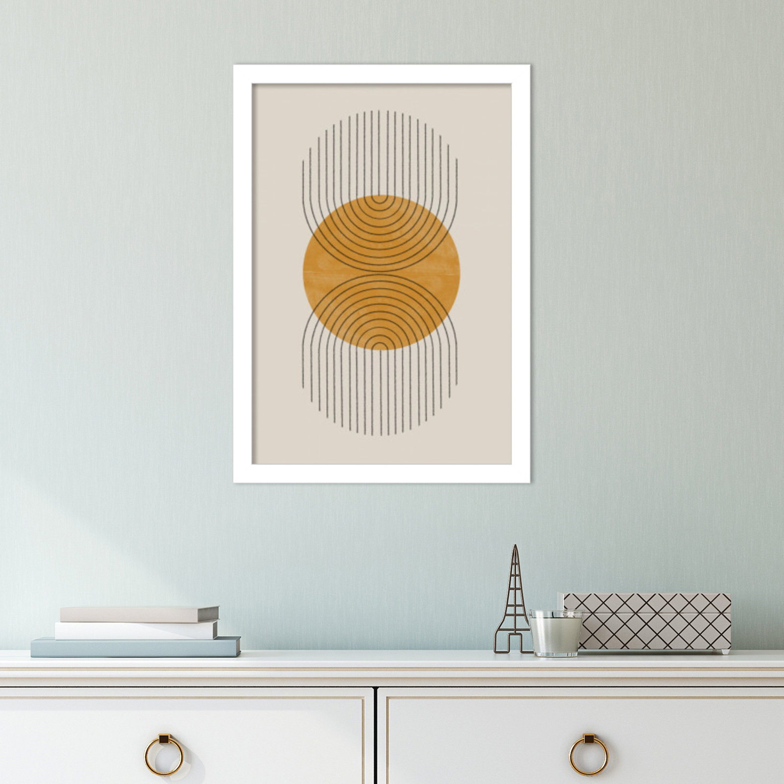Perfect Point Yellow by The MIUUS STUDIO, White Framed, 17" H x 12" W x 1" D