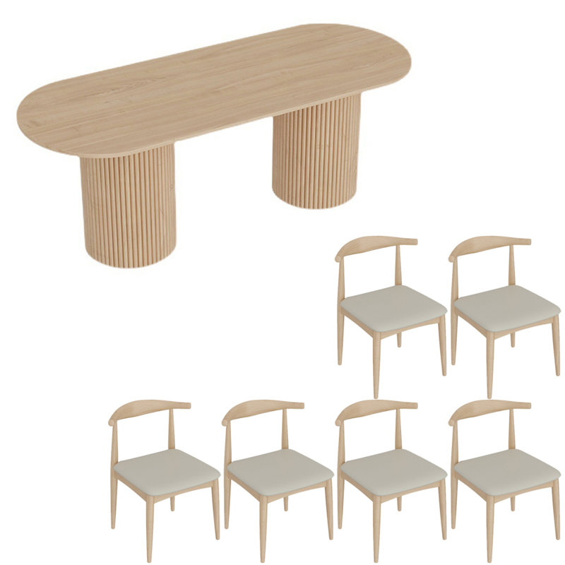 Ensemble de table à manger moderne et simple en bois massif., H 29,5 po x L 78,7 po x l 31,4 po