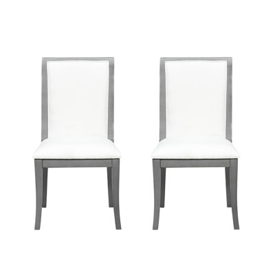 Élégant 2 chaises rembourrées au fini gris chêne, structure en bois franc massif, revêtement en tissu doux, sièges rembourrés épais et ergonomique, idéal pour les autres espaces de la maison, chaque chaise peut supporter 300 lb de 2