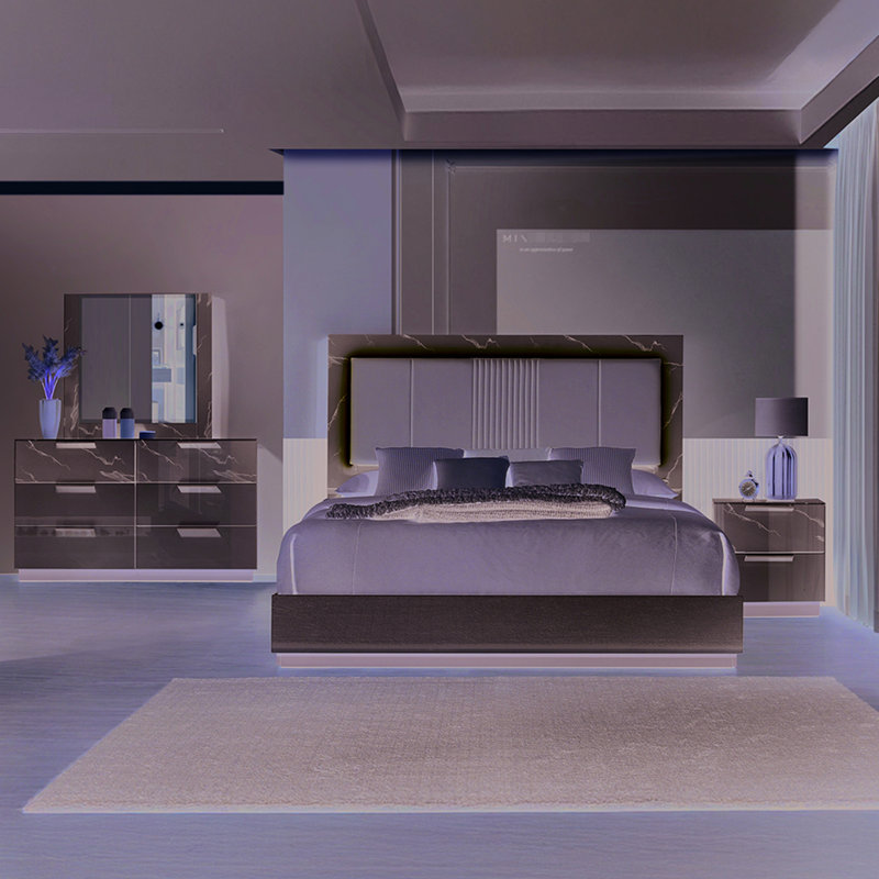Table de chevet avec table de chevet Mist au look moderne, laque blanche et marbre, deux tiroirs, conception compacte pour chambre à coucher avec plateau doublé de velours rouge, pièce de rangement