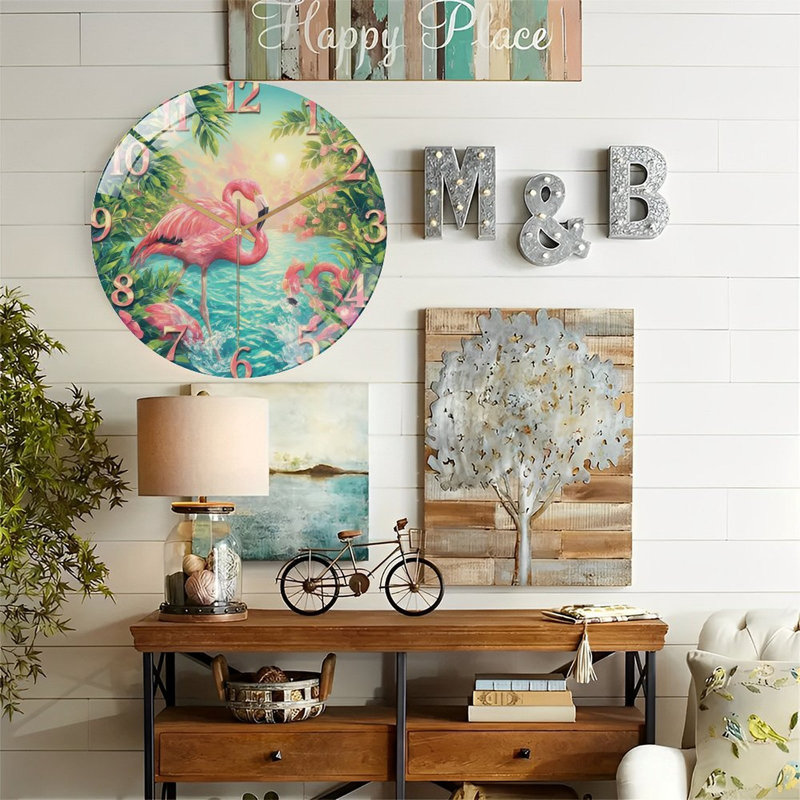 Horloge murale en verre 12 po Flamingo