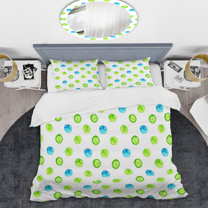Ensemble de housse de couette 3 pièces Green and Blue, Housse de couette pour grand lit et 2 taies décor