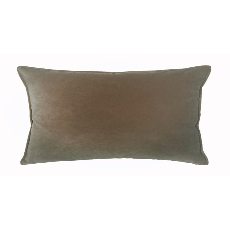 Franklin Washable Velvet Square Pillow Cover & Insert , Mushroom, 12"H x 26"W