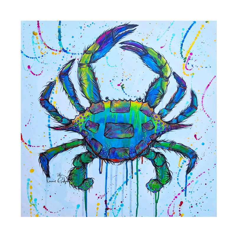 Art sur toile crabe Karrie Evenson, H 14 po x l 14 po