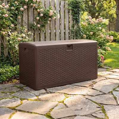 99 Gallon Waterproof Resin Deck Box, Lockable Outdoor Storage Container for Patio & Pool by LumiParty