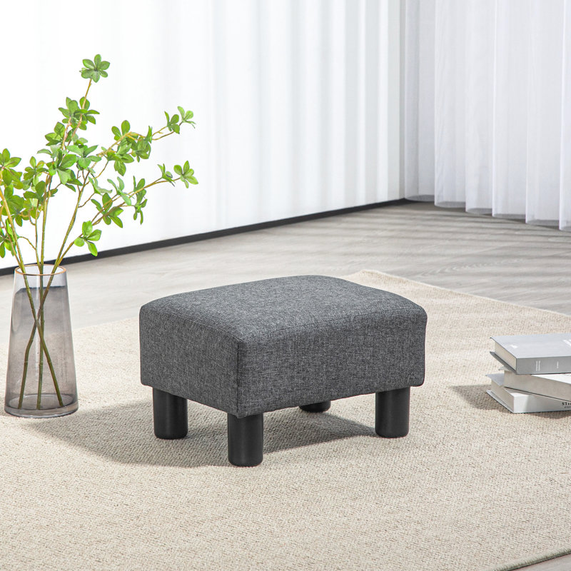 Repose-pieds gris anthracite, recouvert de lin, petit pour tous, confortable en gris, revêtement en tissu, salon de repos