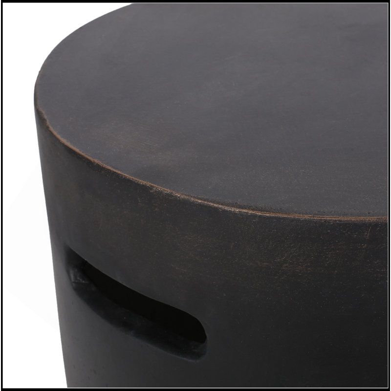 Table d'appoint d'extérieur en béton léger, finition cuivre, résistante aux intempéries et élégante pour un patio ou un balcon