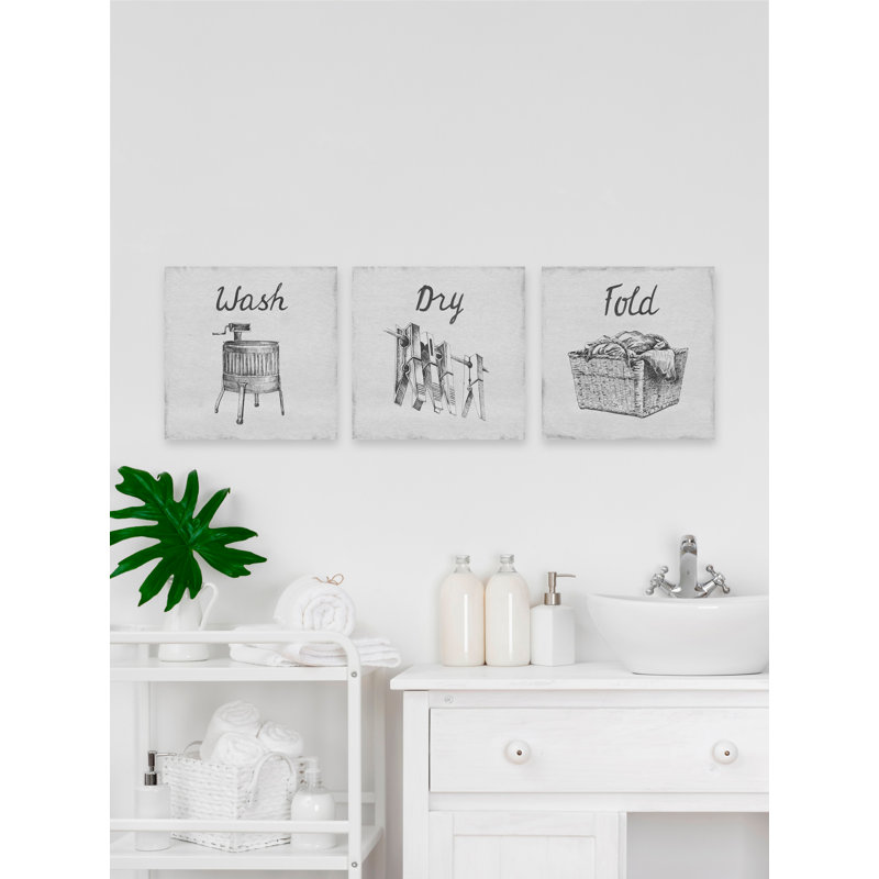 Siaosi " Old Fashioned Laundry " by Marmont Hill 3 - Pieces, 18" H x 18" W