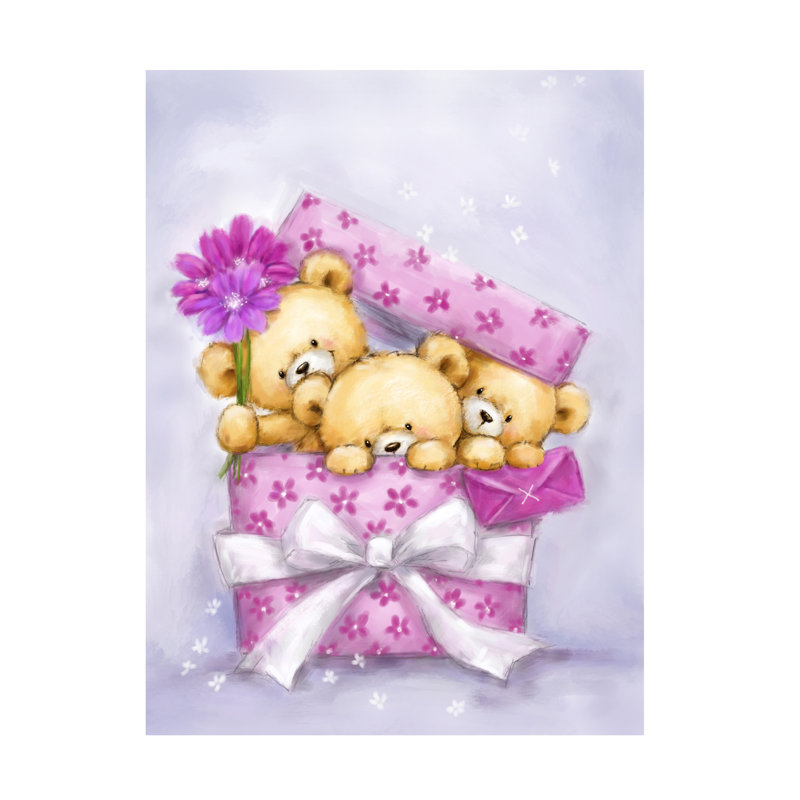 Art sur toile «Bachelors MAKiko Bears Pop Up From Présent», H 14 po x l 19 po
