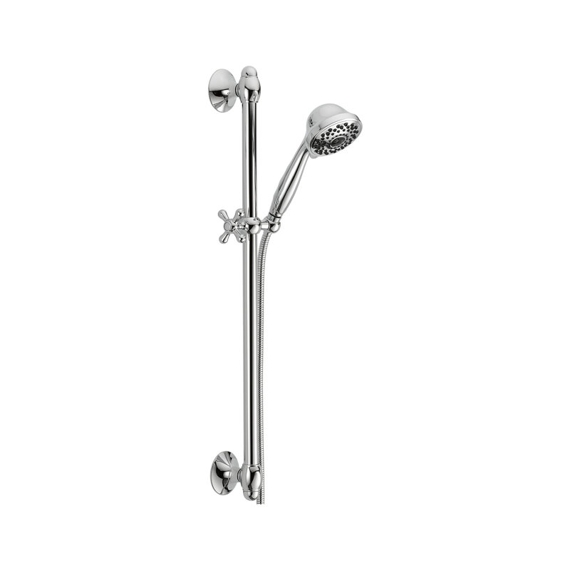 Douche à main à 7 jets avec barre coulissante, pomme de douche à main, douchette à barre coulissante, Chrome
