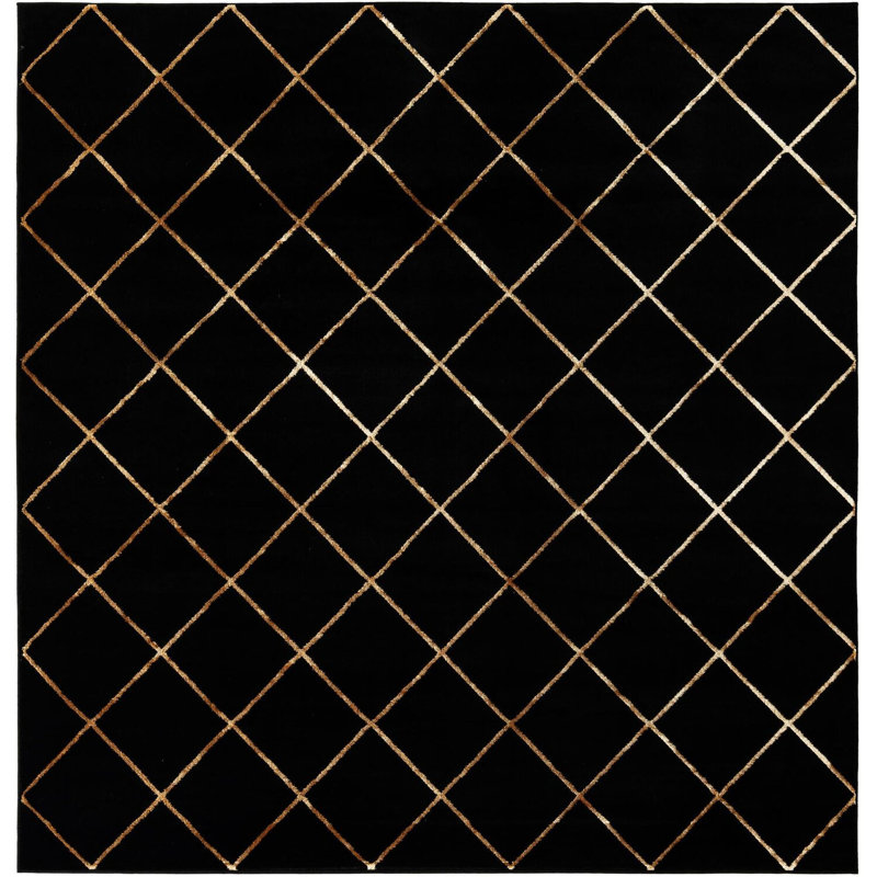 Étowah contemporain noir et doré, Carré 7 pi 10 po