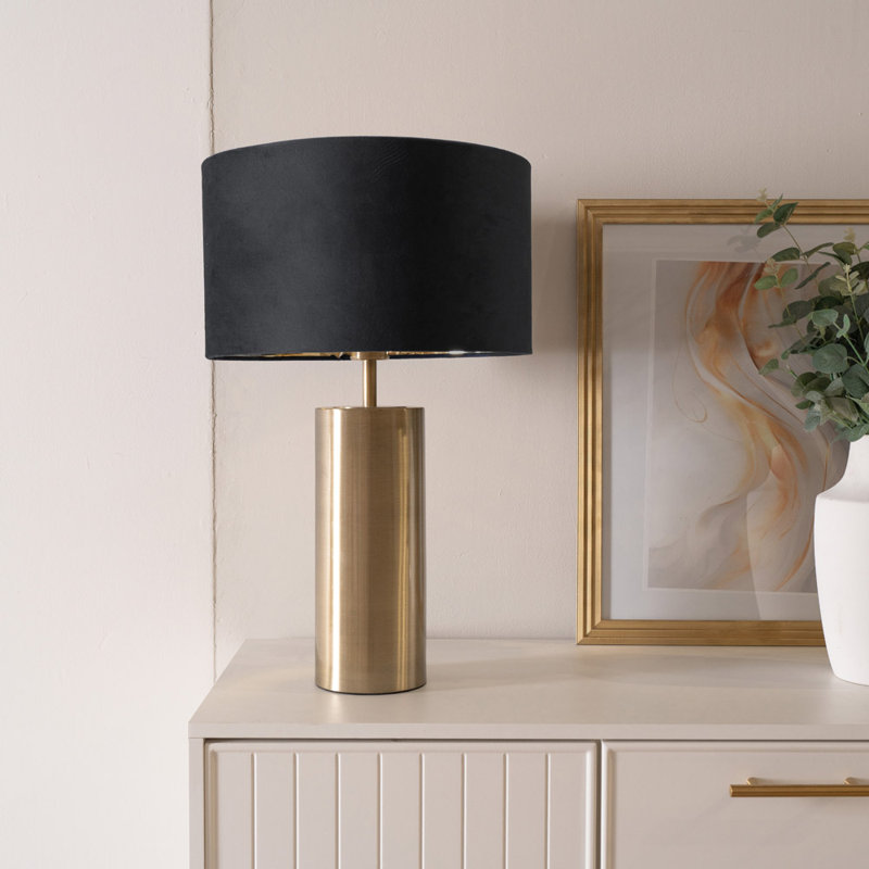 Aidana Metal Table Lamp, Yes, Gold Base/Black/Gold Shade