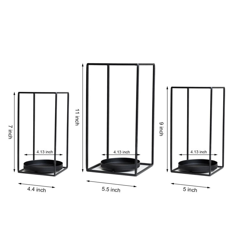 Ensemble de 3 lanternes de bougie Kainoah, Noir