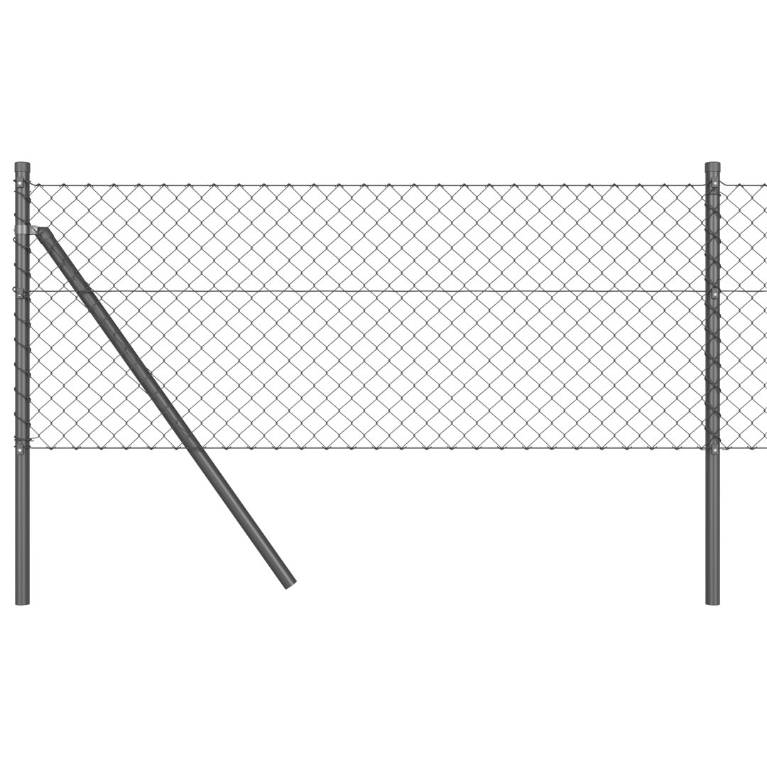 Vidaxl Chain Link Fence With 7 Posts Galvanised Steel