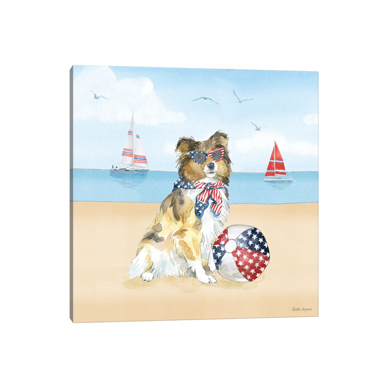 Summer Paws Patriotic V by Beth Grove - Wrapped Canvas Gallery-Wrapped Canvas Giclée, 30.48 cm H x 30.48 cm W