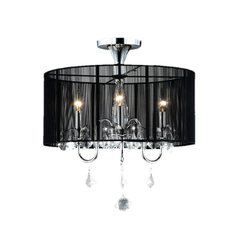 Avleen 3 - Light Fabric Dimmable Drum Chandelier