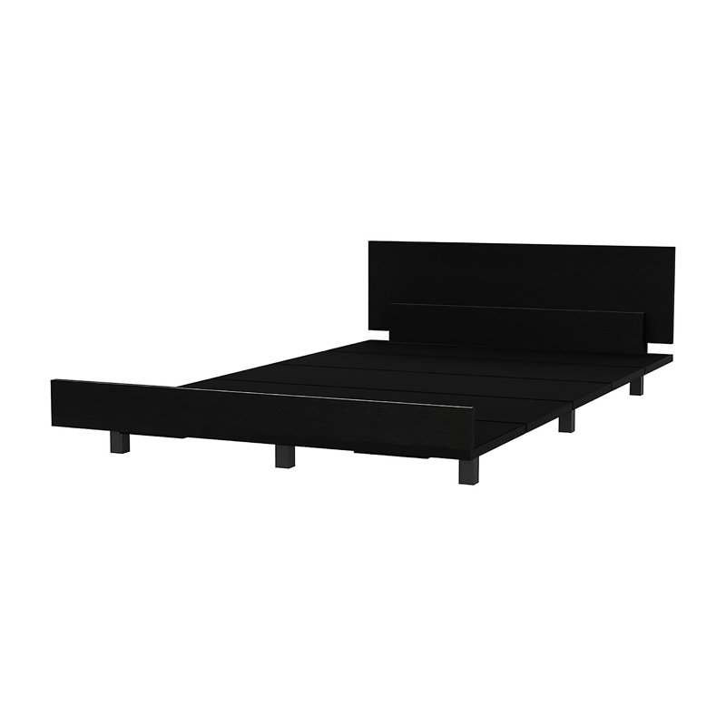 Base de lit avec tête de lit Koura, Simple, Wengé noir