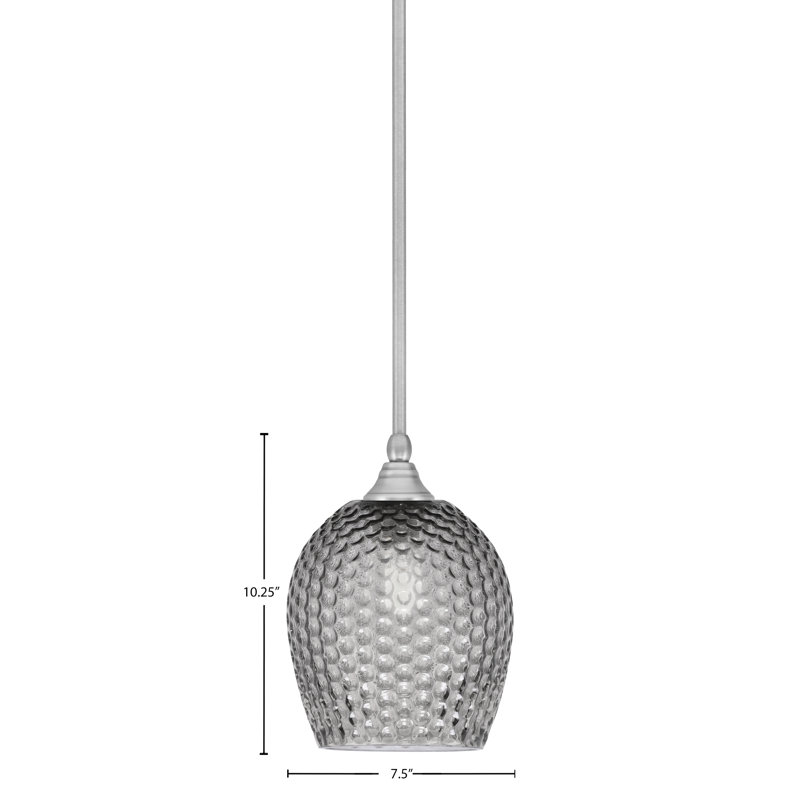 Mini-luminaire suspendu avec tige en verre 7,5 po, Nickel brossé