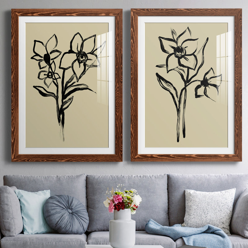 Inkwash Floral I " Inkwash Floral I " 2 - Pieces Painting Print, Maple Framed, 24" H x 20" W x 1" D