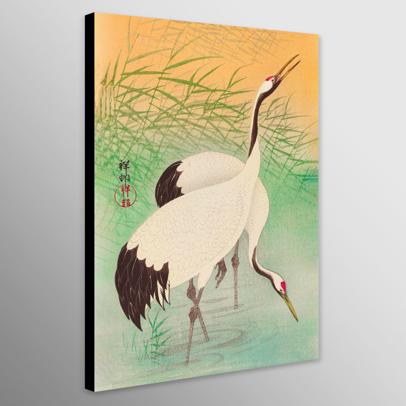 Two Cranes by Ohara Koson - Wrapped Canvas Painting, 117cm H x 81cm W x 4cm D
