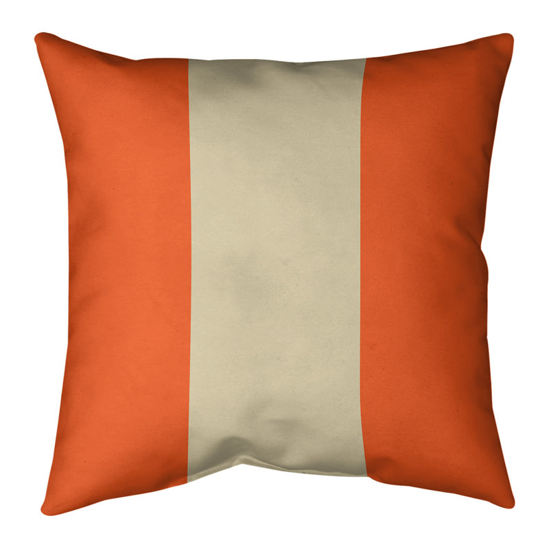 Housse de coussin de lin à rayures baseball lin san francisco, 20 po X 20 po, Orange/Crème, Polyester / bourre de polyester