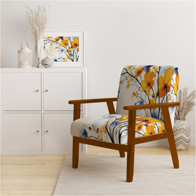 Geidel - Fleurs abstraites - Fauteuil d'appoint rembourré traditionnel