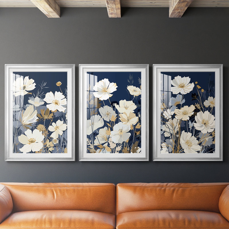 FLORAL Series CCCCLXXXXI - Impression encadrée sur mesure de qualité supérieure - 3 pièces, H 15 po x l 19 po