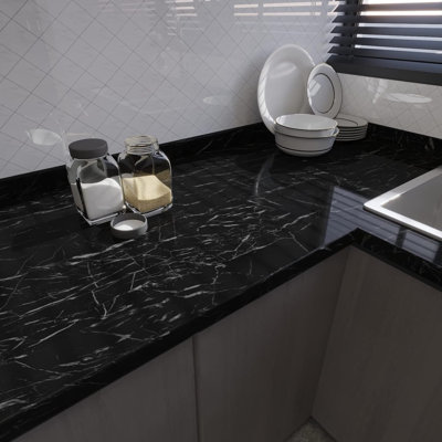 Black Marble Peel And Stick Wallpaper Self Adhesive Vinyl Waterproof Removable For Countertops Cabinets Walls And More