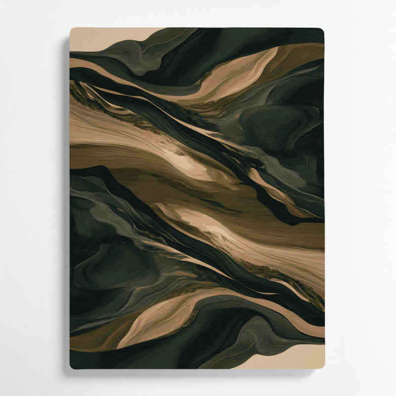Paysage abstrait, art mural vert en métal 52, H 11 po x l 14 po