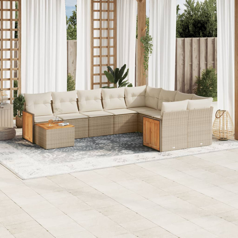 Ensemble de canapé de jardin Vidaxl, Cream Cushion/Beige Frame
