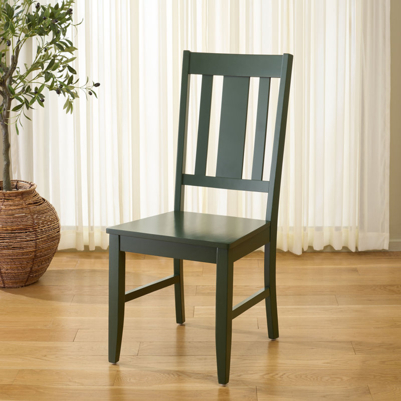 Roswitha Slat Back Side Chair, Dark Green