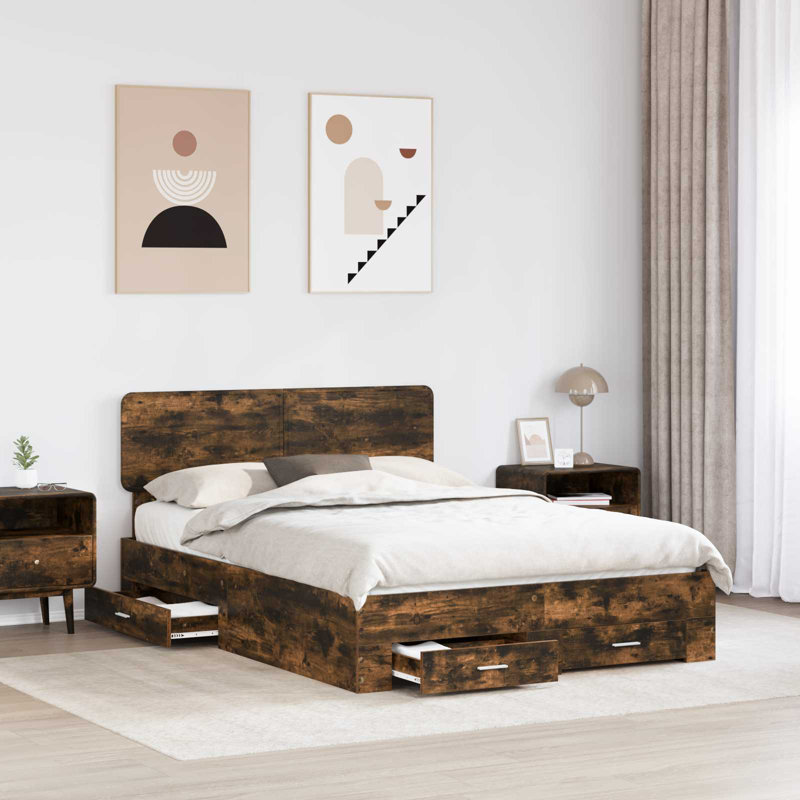 Bed, European Double (140 x 200 cm), Smoked Oak