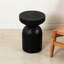 Table de bout ronde en bois de manguier noir massif de 12,4 po x 17,7 po, convenant à la chambre à coucher, entièrement assemblée, avec un design contemporain de 12,4 po de diamètre