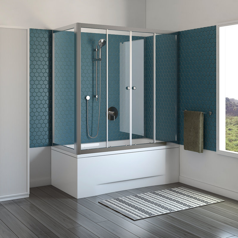 Ensemble de baignoire et douche rectangulaire encadrée l 59 po x P 30 po x H 78 po avec base incluse