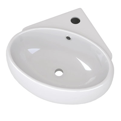 14 X 15 X 5.9 In. Ceramic Wall-Mounted Bathroom Mini Vessel Sink With Single Wall Hung Center Faucet Hole In White