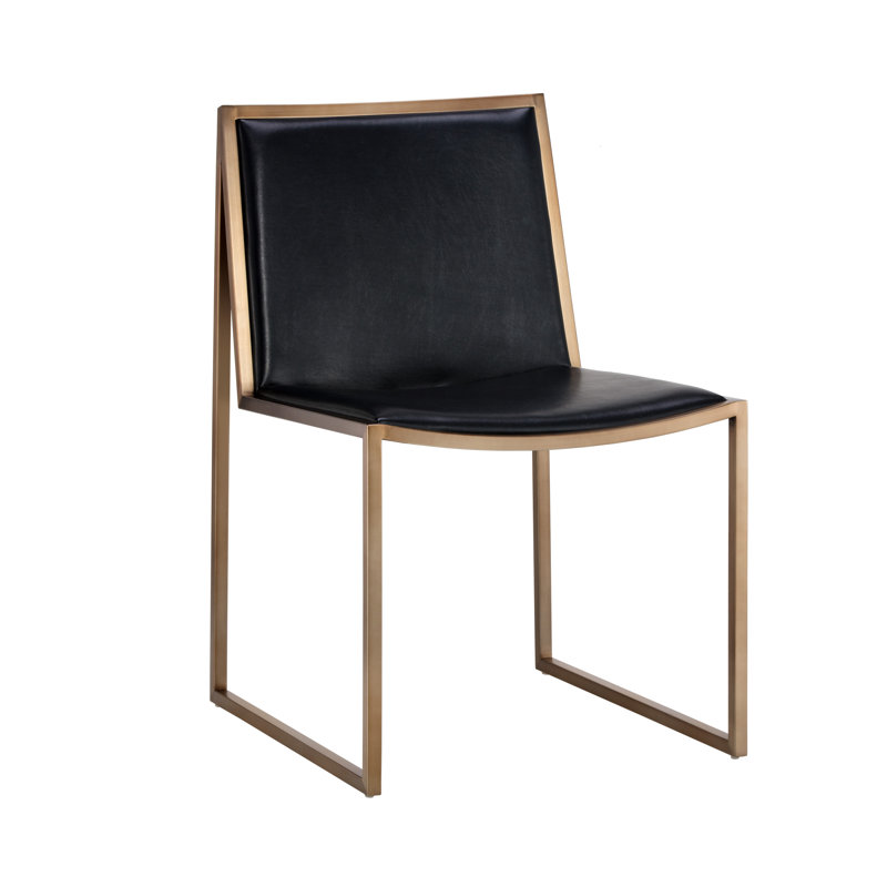 Chaise d'appoint rembourrée en similicuir H 17 po - noire