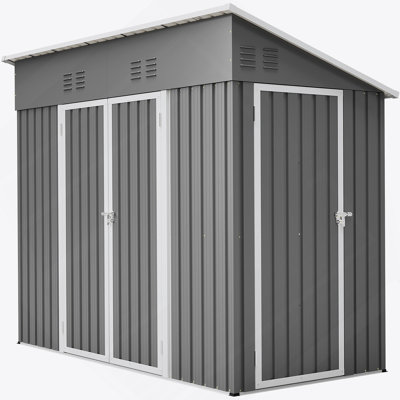 Storage Shed With Weatherproof Sloping Roof And 4 Air Vents Metal Frame Outdoor Tool Shed For Garden Storage