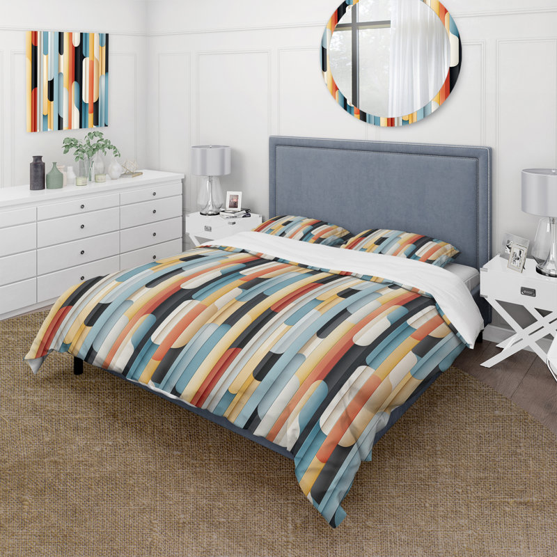 Contemporary Lines - Striped Duvet Cover Set, Housse de couette pour très grand lit et 2 très