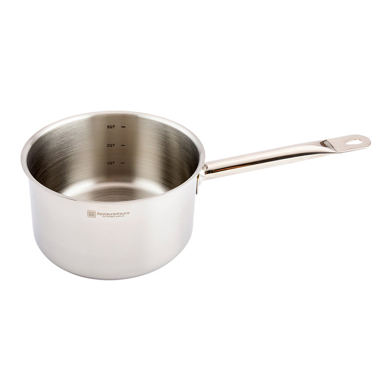 Casserole à induction de 3,5 pintes pour restaurant, 1 cuve à large cuve profonde à poignée simple, couvercle vendu séparément, marmite en acier inoxydable à finition miroir, pour la cuisson et la cuisson des aliments,