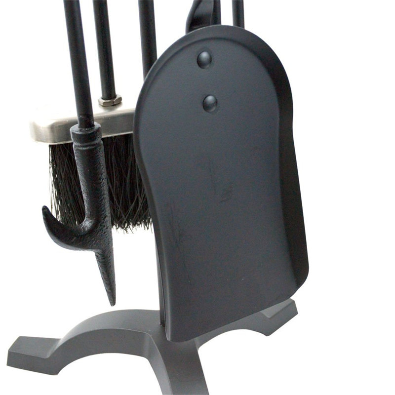 Leonie Steel Fireplace Tool Set, 60cm H x 21cm W x 20cm D, Nickel