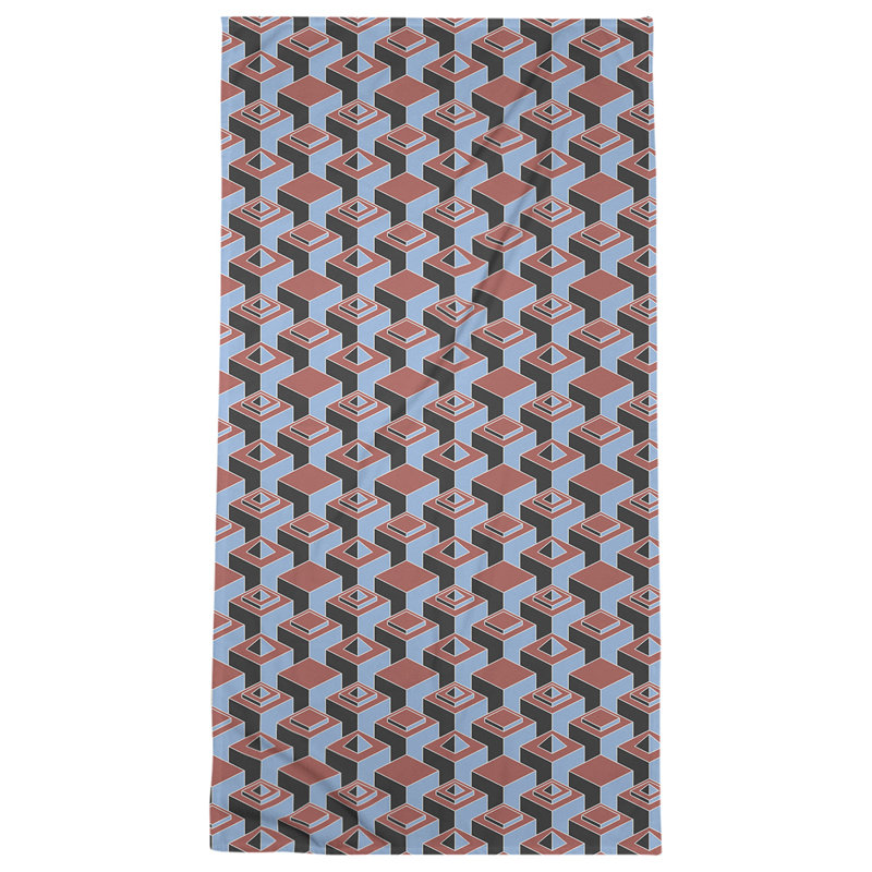 Serviette de plage classique gratte-ciels, Rouge / bleu sarcelle