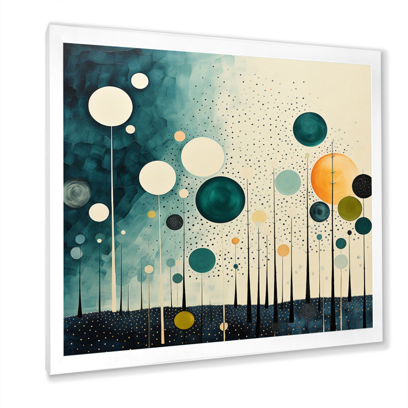 Colourful Mid Century Minimalist Oasis I - Abstract Collages Wall Art Living Room, Cadre photo blanc