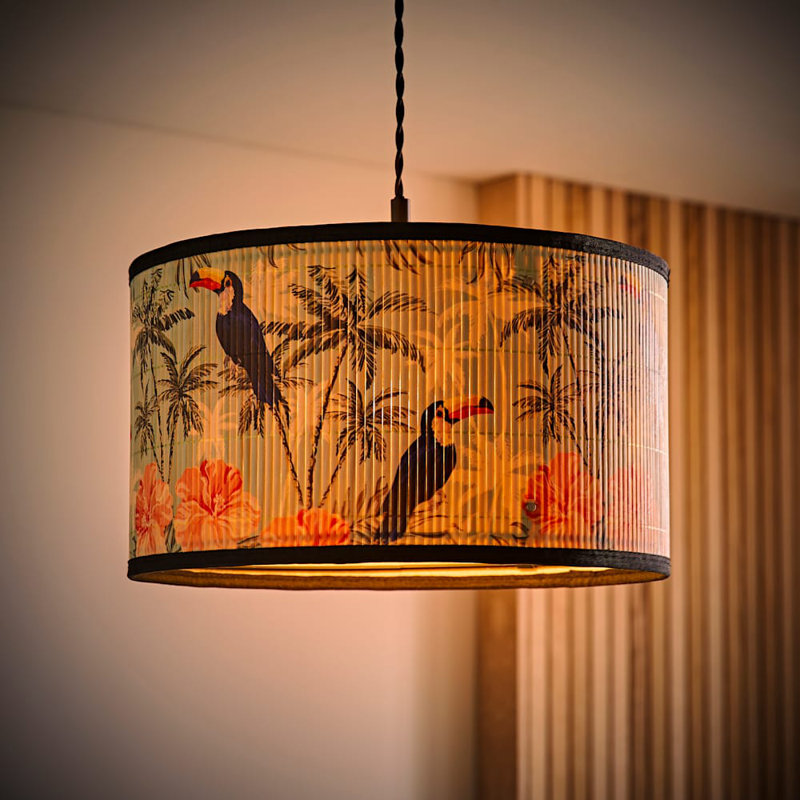 Anif Bamboo Drum Lamp Shade ( Slip-On ), 20cm H x 35cm W x 35cm D