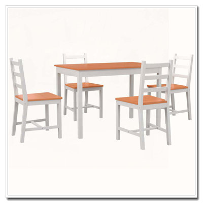 5-Piece Modern Solid Wood Dining Table Chair Set