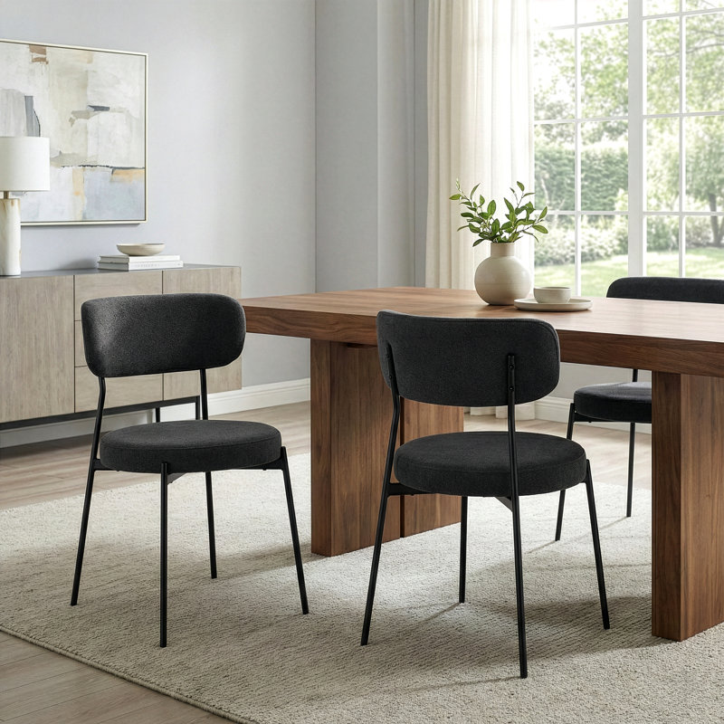 Keriana 15.75'' H Upholstered Metal Side Chair, Black, Black