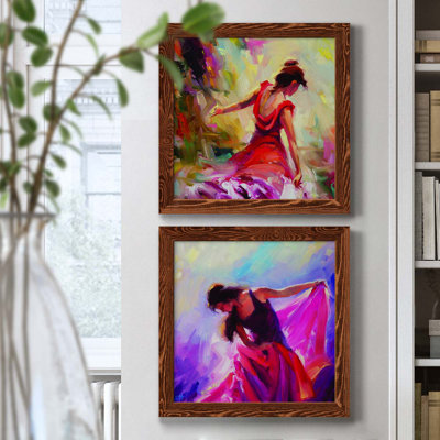Danseuse - ensemble de 2 peintures sur toile encadrées