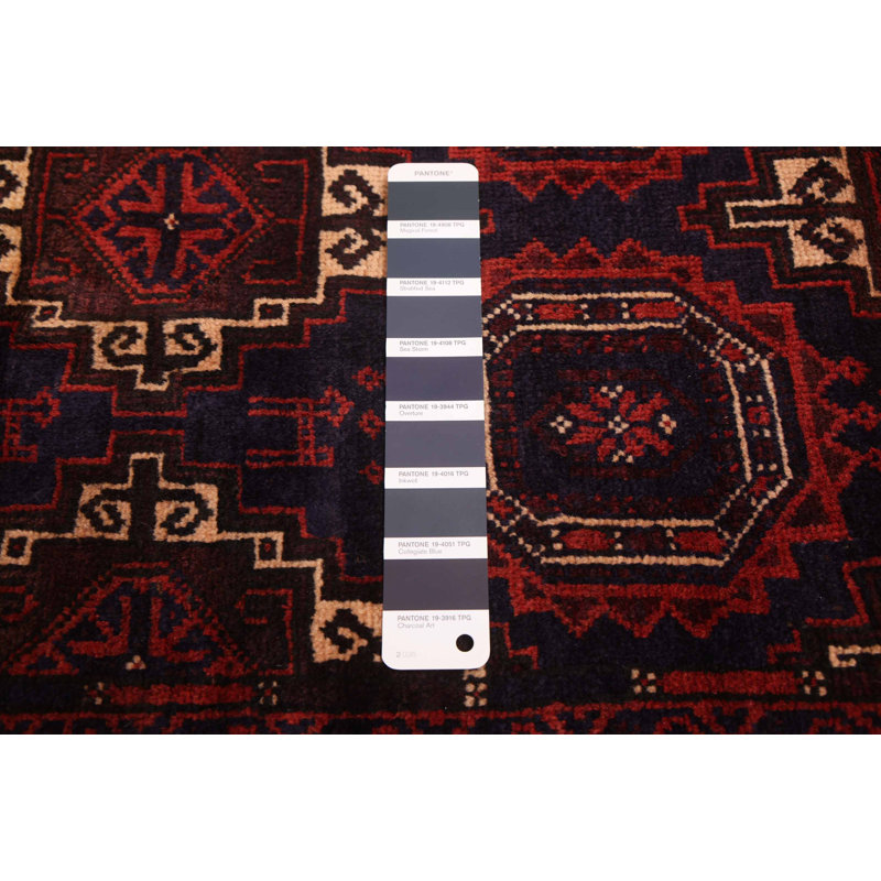 Tapis bleu marine / rouge Teimani 4 pi 2 po x 6 pi 10 po