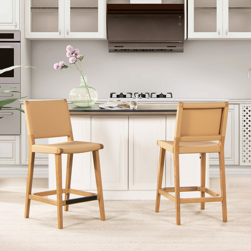 Tabouret de comptoir de cuisine en pierre avec dossier 26 po Pierre beige